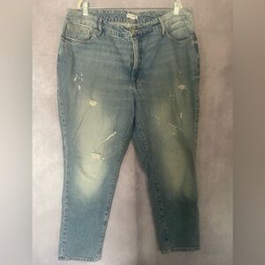 Good American High Rise Distressed Jeans - Blue